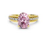 Yellow gold Fancy Pink Oval  Solitaire Diamond Ring with Channel Set Band and Six-Prong Setting_48