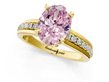 Yellow gold Fancy Pink Oval  Solitaire Diamond Ring with Channel Set Band and Six-Prong Setting_49