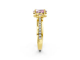 Yellow gold Fancy Pink Oval  Solitaire Diamond Ring with Channel Set Band and Six-Prong Setting_50