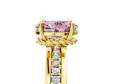 Yellow gold Fancy Pink Oval  Solitaire Diamond Ring with Channel Set Band and Six-Prong Setting_53