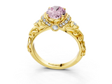 Yellow gold Fancy Pink Oval  Solitaire Diamond Ring with Filigree Band and Four-Prong Setting_28