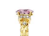 Yellow gold Fancy Pink Oval  Solitaire Diamond Ring with Filigree Band and Four-Prong Setting_30