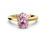 Yellow gold Fancy Pink Oval  Solitaire Diamond Ring with Four-Prong Setting and Classic Band_3