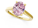 Yellow gold Fancy Pink Oval  Solitaire Diamond Ring with Four-Prong Setting and Tapered Band 2