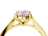 Yellow gold Fancy Pink Oval  Solitaire Diamond Ring with Four-Prong Setting and Tapered Band 5
