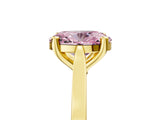 Yellow gold Fancy Pink Oval  Solitaire Diamond Ring with Four-Prong Setting and Tapered Band