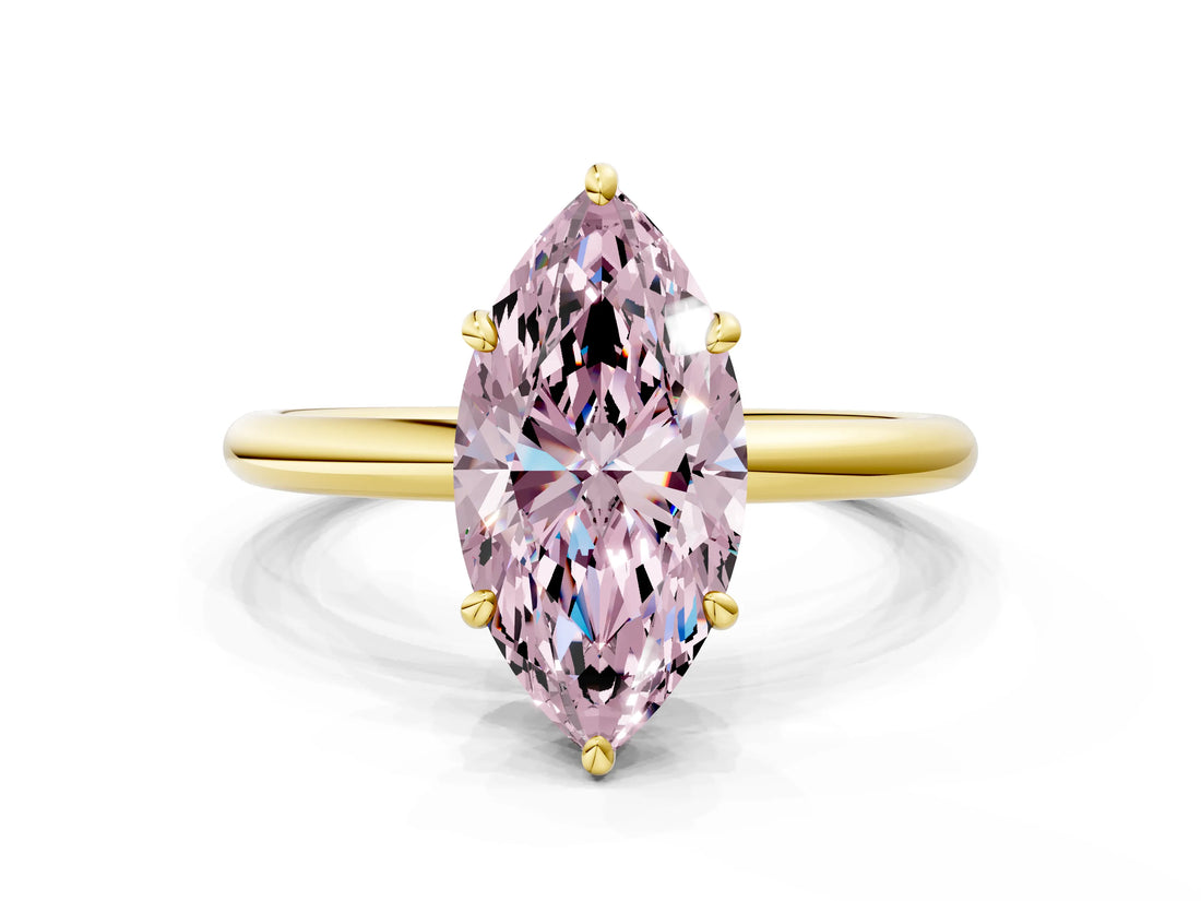 Yellow gold Fancy Pink Oval  Solitaire Diamond Ring with Four-Prong Setting on a Plain Band_20