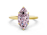 Yellow gold Fancy Pink Oval  Solitaire Diamond Ring with Four-Prong Setting on a Plain Band_20