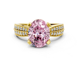 Yellow gold Fancy Pink Oval  Solitaire Diamond Ring with Milgrain Pavé Band and Four-Prong Setting_20