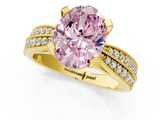 Yellow gold Fancy Pink Oval  Solitaire Diamond Ring with Milgrain Pavé Band and Four-Prong Setting_21