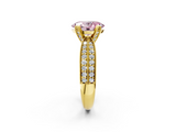 Yellow gold Fancy Pink Oval  Solitaire Diamond Ring with Milgrain Pavé Band and Four-Prong Setting_22