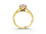Yellow gold Fancy Pink Oval  Solitaire Diamond Ring with Milgrain Pavé Band and Four-Prong Setting_23