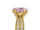 Yellow gold Fancy Pink Oval  Solitaire Diamond Ring with Milgrain Pavé Band and Four-Prong Setting_25