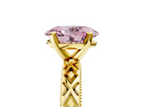 Yellow gold Fancy Pink Oval  Solitaire Diamond Ring with Milgrain and Black Enamel X Pattern Band_180