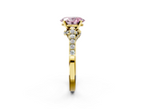 Yellow gold Fancy Pink Oval  Solitaire Diamond Ring with Pavé Band and Four-Prong Setting_87
