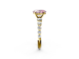 Yellow gold Fancy Pink Oval  Solitaire Diamond Ring with Pave Band and Four-Prong Setting_230