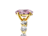 Yellow gold Fancy Pink Oval  Solitaire Diamond Ring with Pave Band and Four-Prong Setting_233