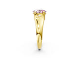 Yellow gold Fancy Pink Oval  Solitaire Diamond Ring with Six-Prong Cathedral Setting_46