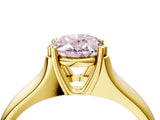 Yellow gold Fancy Pink Oval  Solitaire Diamond Ring with Six-Prong Cathedral Setting_48