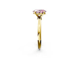 Yellow gold Fancy Pink Oval  Solitaire Diamond Ring with Six-Prong Setting on a Classic Band 2