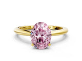 Yellow gold Fancy Pink Oval  Solitaire Diamond Ring with Six-Prong Setting on a Classic Band