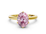 Yellow gold Fancy Pink Oval  Solitaire Diamond Ring with Six-Prong Setting on a Classic Band_3