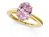 Yellow gold Fancy Pink Oval  Solitaire Diamond Ring with Split Shank and Four-Prong Setting_13