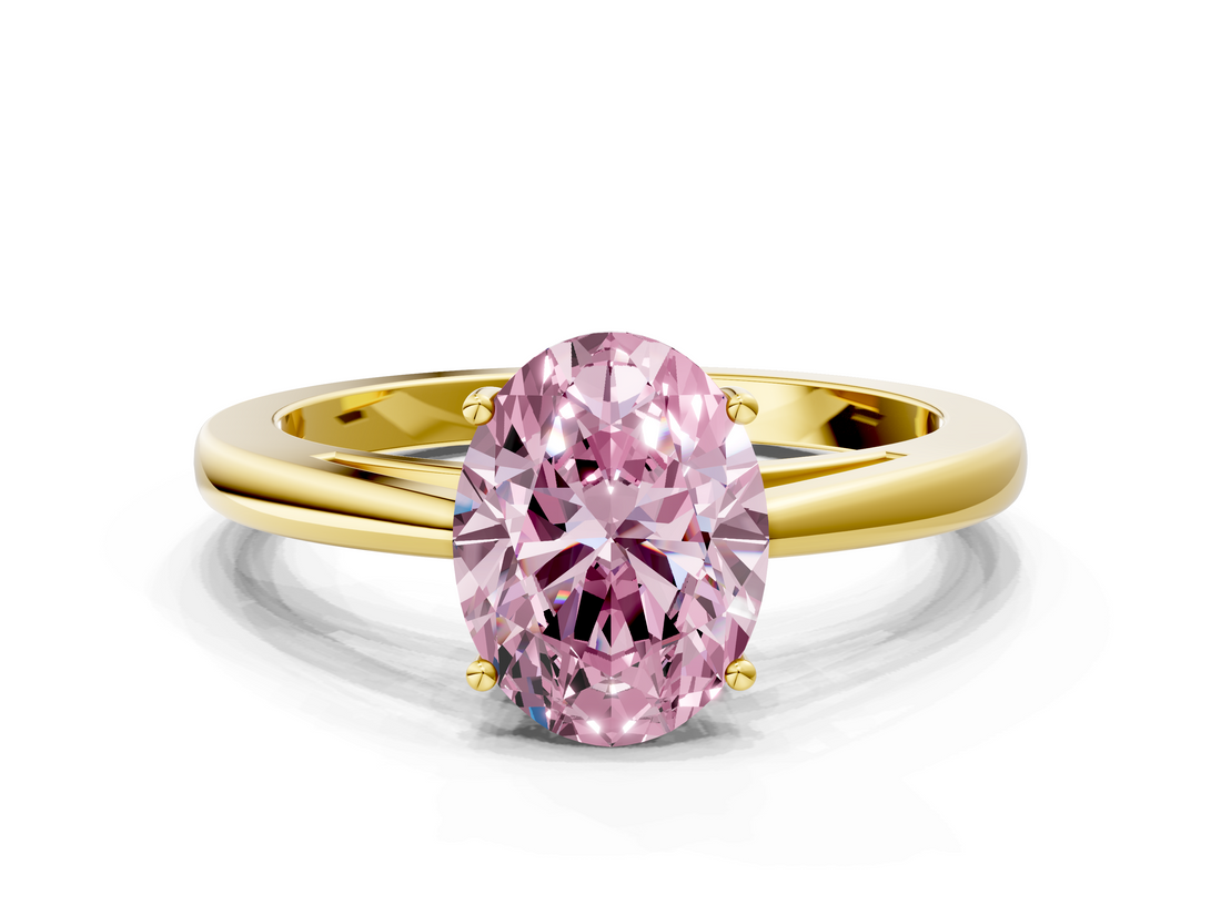 Yellow gold Fancy Pink Oval  Solitaire Diamond Ring with Split Shank and Four-Prong Setting_20