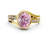 Yellow gold Fancy Pink Oval  Solitaire Diamond Ring with Split Shank and Prong Setting_41