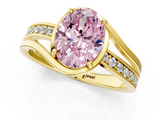Yellow gold Fancy Pink Oval  Solitaire Diamond Ring with Split Shank and Prong Setting_42