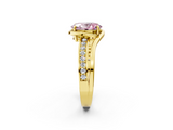 Yellow gold Fancy Pink Oval  Solitaire Diamond Ring with Split Shank and Prong Setting_43