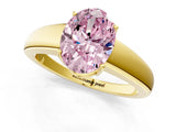 Yellow gold Fancy Pink Oval  Solitaire Diamond Ring with Tapered Band and Four-Prong Setting_50