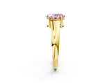 Yellow gold Fancy Pink Oval  Solitaire Diamond Ring with Tapered Band and Four-Prong Setting_51