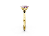 Yellow gold Fancy Pink Oval  Solitaire Diamond Ring with Thin Band and Four-Prong Setting_5