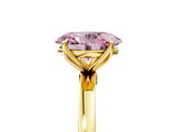 Yellow gold Fancy Pink Oval  Solitaire Diamond Ring with Thin Band and Four-Prong Setting_8
