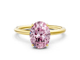 Yellow gold Fancy Pink Oval  Solitaire Diamond Ring with a Classic Band and Four-Prong Setting 1
