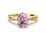 Yellow gold Fancy Pink Oval  Solitaire Diamond Twisted Band with Four-Prong Setting_80