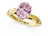 Yellow gold Fancy Pink Oval  Solitaire Diamond Twisted Band with Four-Prong Setting_81