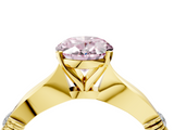 Yellow gold Fancy Pink Oval  Solitaire Diamond Twisted Band with Four-Prong Setting_84