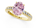 Yellow gold Fancy Pink Oval  Solitaire Diamond with Pavé Band and Four-Prong Setting_63