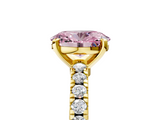 Yellow gold Fancy Pink Oval  Solitaire Diamond with Pavé Band and Four-Prong Setting_67