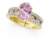 Yellow gold Fancy Pink Oval  Solitaire Diamond with Pave and Channel Set Band_43