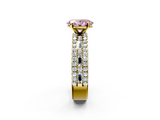 Yellow gold Fancy Pink Oval  Solitaire Diamond with Pave and Channel Set Band_44