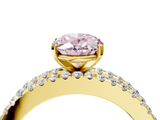 Yellow gold Fancy Pink Oval  Solitaire Diamond with Pave and Channel Set Band_46