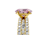 Yellow gold Fancy Pink Oval  Solitaire Diamond with Pave and Channel Set Band_47
