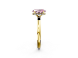 Yellow gold Fancy Pink Oval  Solitaire Engagement Ring with Cathedral Band and Four-Prong Setting_23