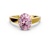 Yellow gold Fancy Pink Oval  Solitaire Engagement Ring with Four-Prong Setting and Tapered Band_3