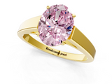 Yellow gold Fancy Pink Oval  Solitaire Engagement Ring with Four-Prong Setting and Tapered Band_4