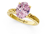 Yellow gold Fancy Pink Oval  Solitaire Engagement Ring with Scrollwork Band and Four-Prong Setting_131