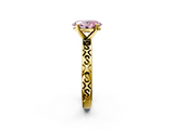 Yellow gold Fancy Pink Oval  Solitaire Engagement Ring with Scrollwork Band and Four-Prong Setting_132